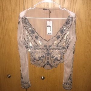 Sheer Boutique long sleeve Crop Top